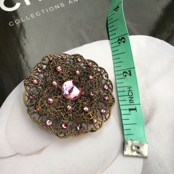 Art nouveau Filigree Filigree Round 1920 Brooch Pin - Picture 9 of 9